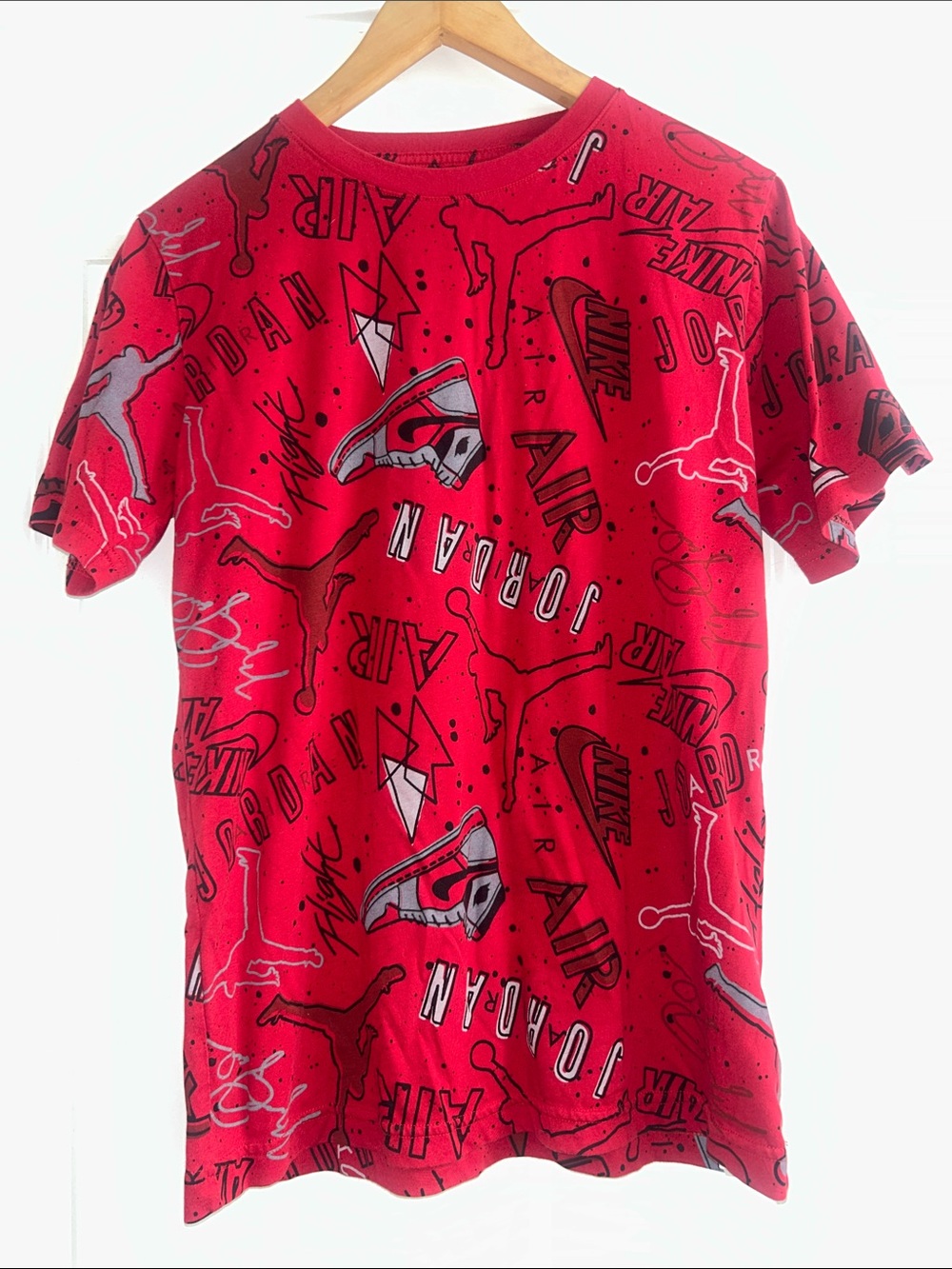 Jordan Red All-Over Air & Jumpman Graphic Short Sleeve Tee